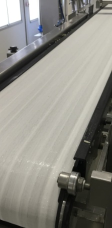 Conveyor belt cleaned of baked-on residue